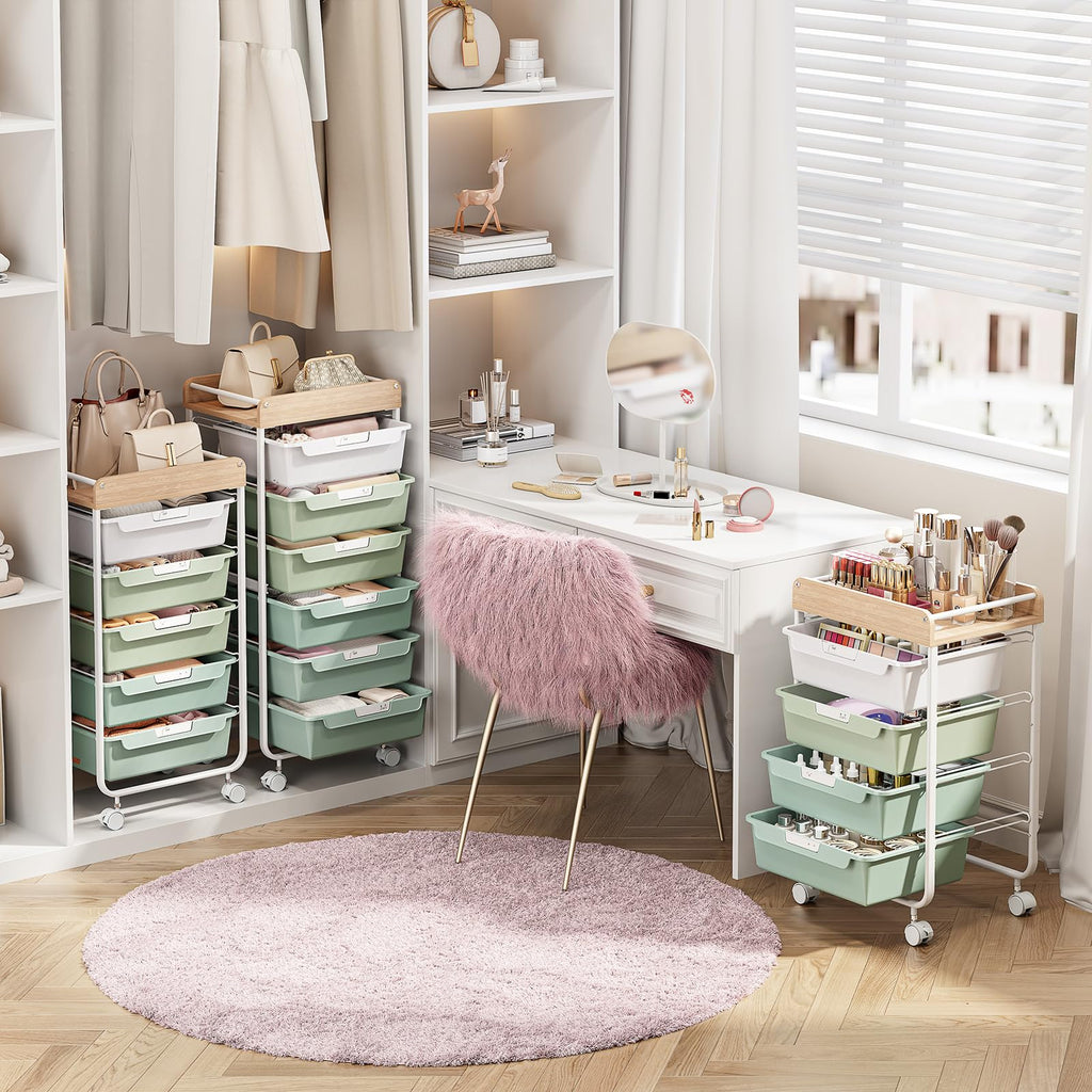 Green Utility Cart with 6 Drawers X48651