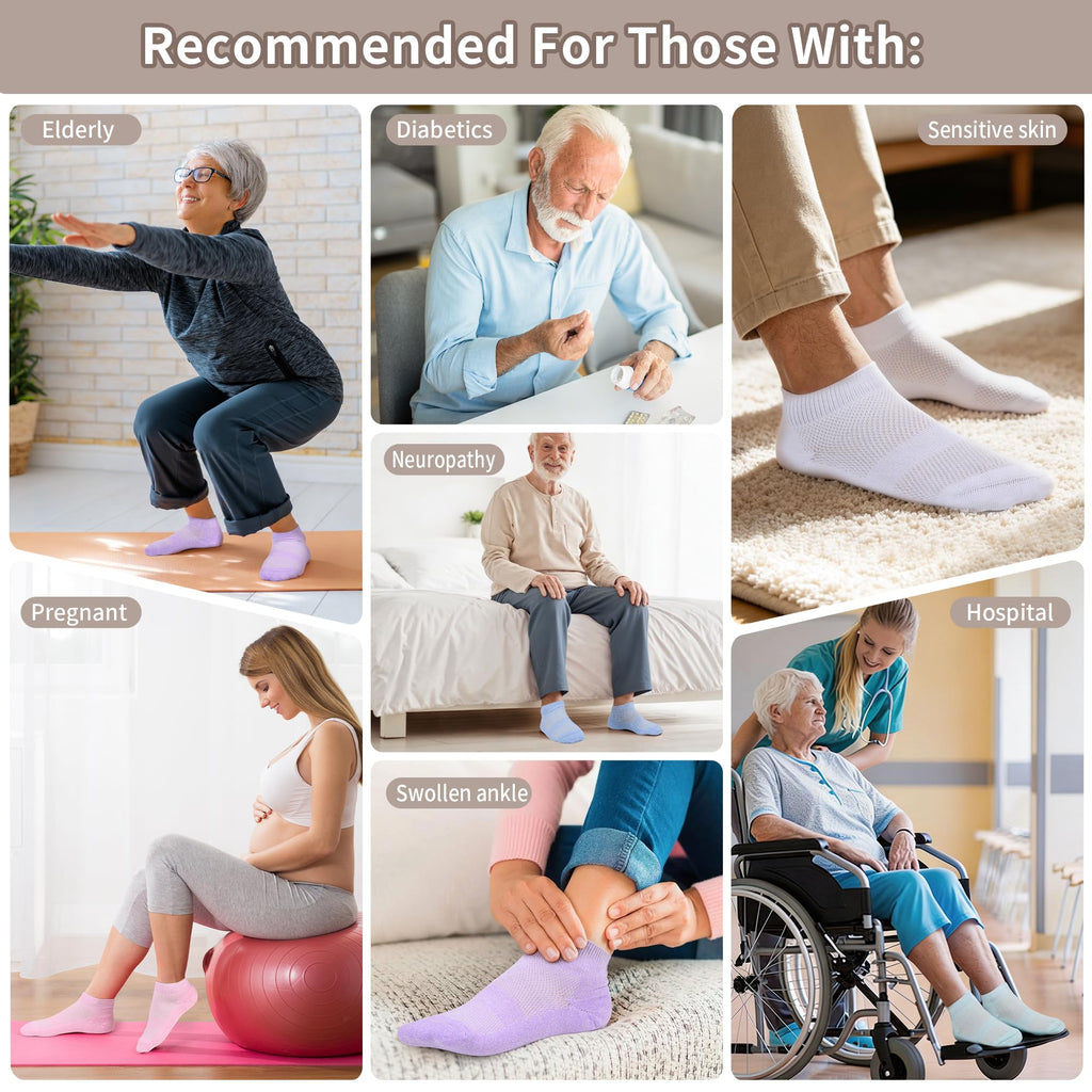 5 Pairs Non-Binding Low Cut Diabetic Socks Size 9-11 I2969