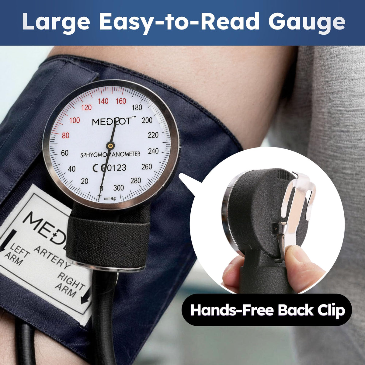 Blood Pressure Cuff and Stethoscope Kit with D-Ring, Standard Adult Size, Navy A633871