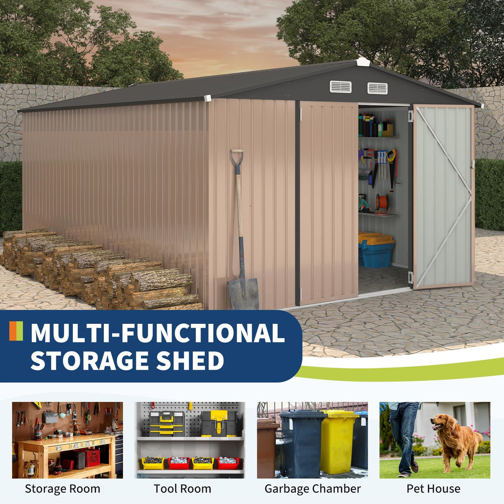 10X14 Ft Galvanized Steel Metal Storage Shed U704