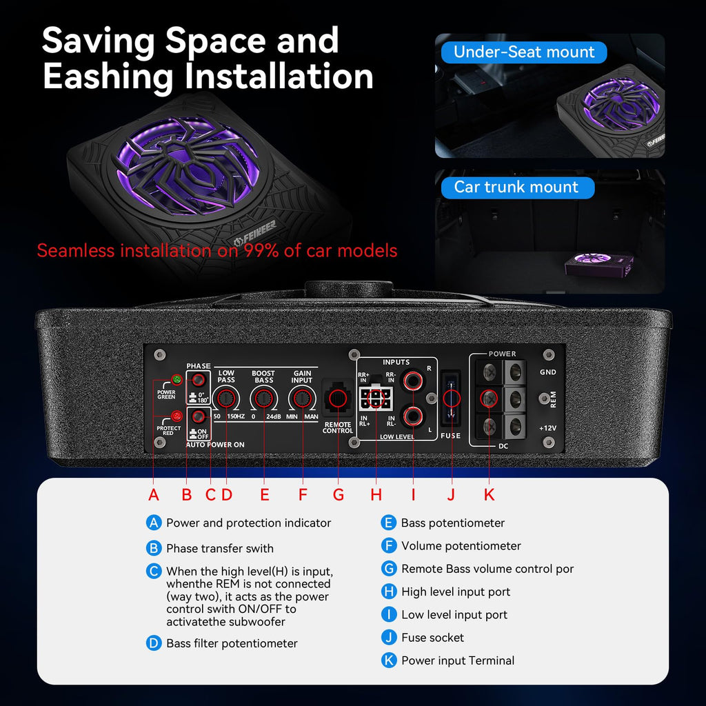 1200W Slim Underseat Subwoofer and Amp Package J59239