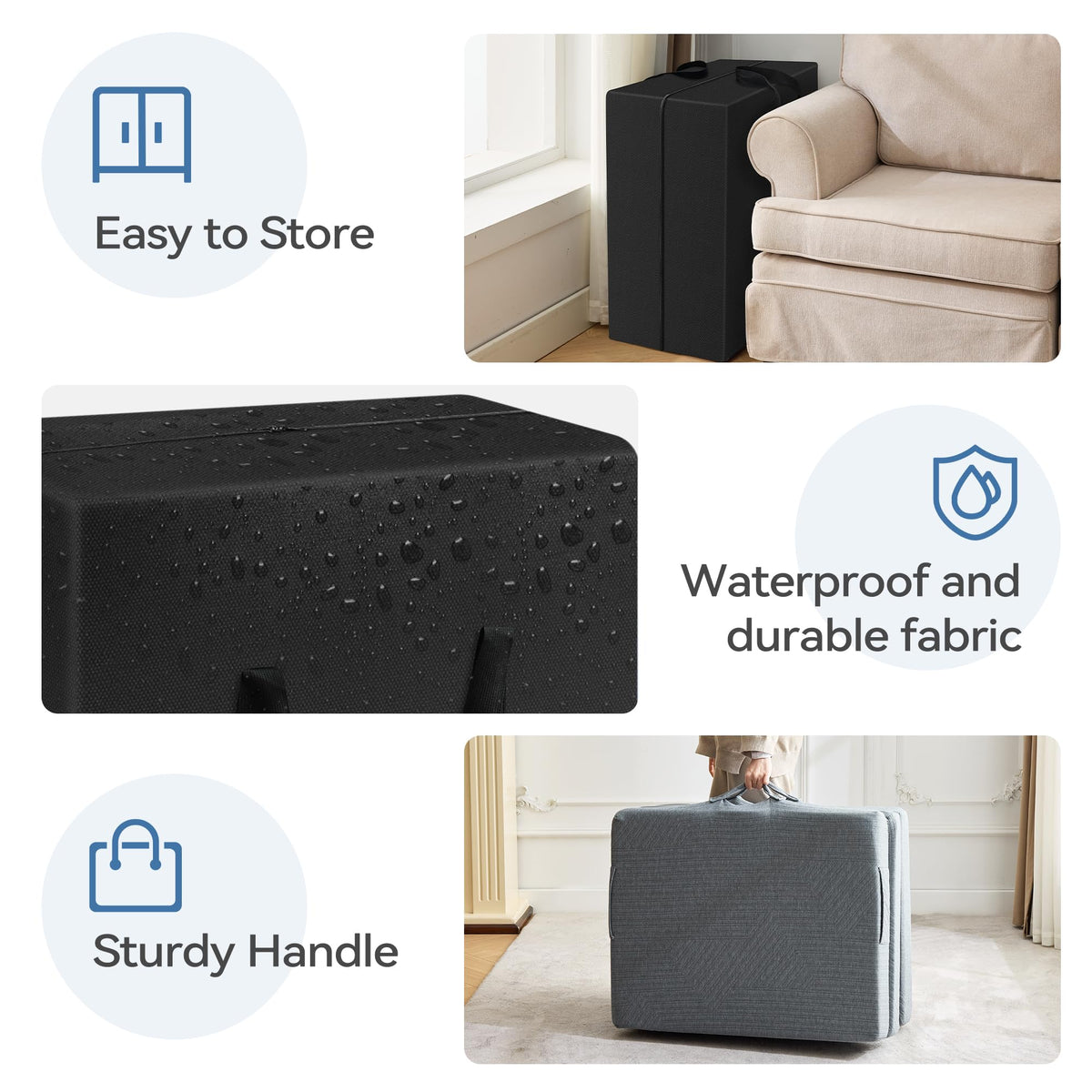 3.95" Memory Foam Topper Queen Size Foldable Floor Mat P33839