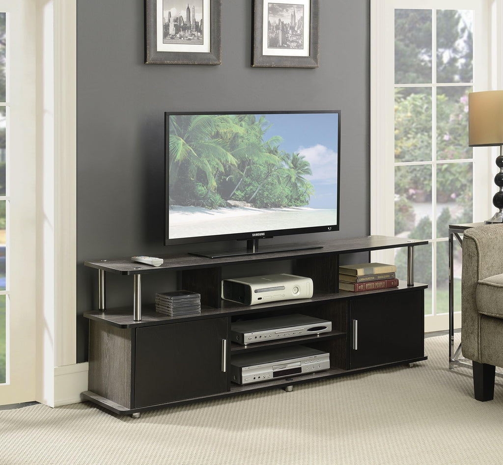 60" Weathered Gray Wood TV Stand with Cabinets and Shelves C91462