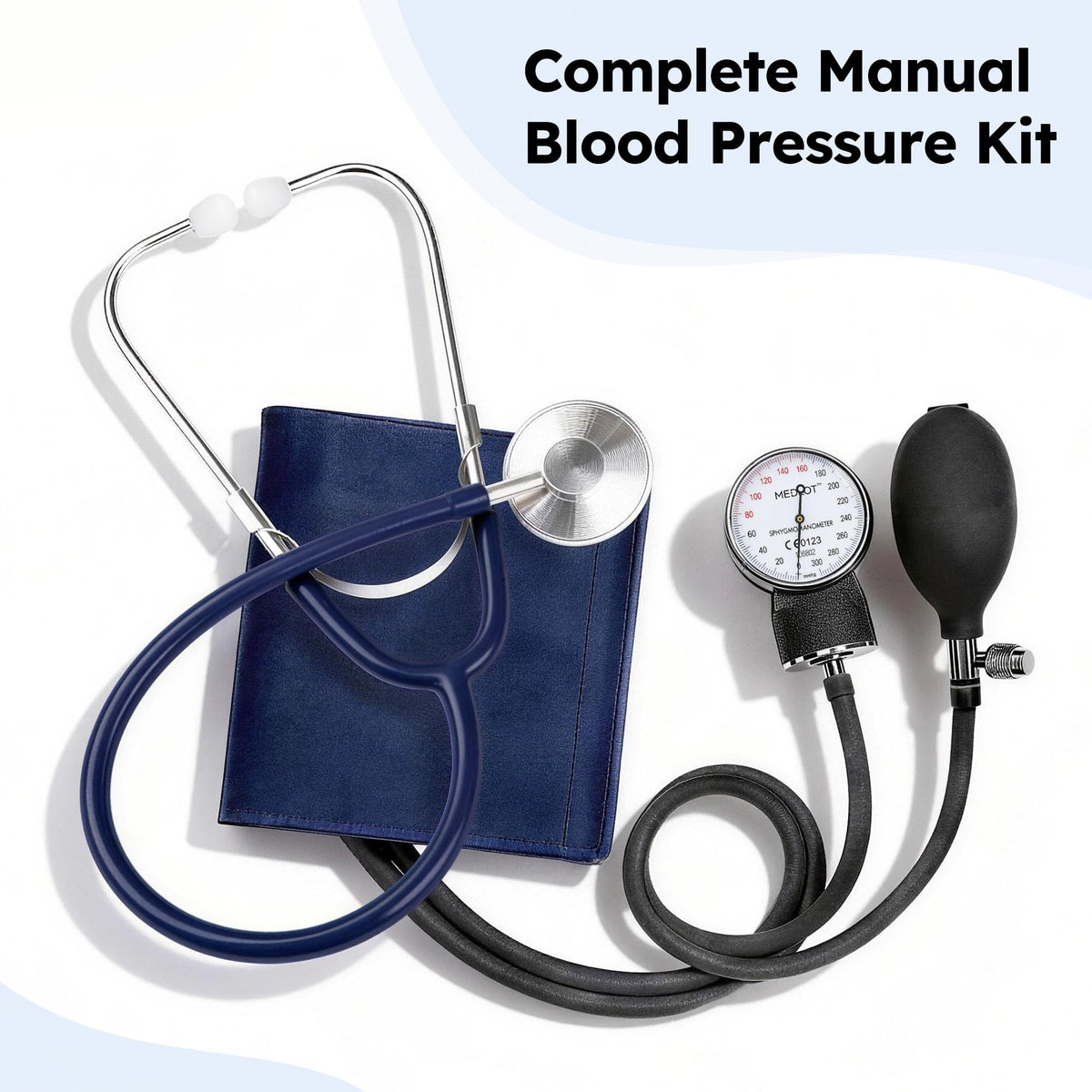 Blood Pressure Cuff and Stethoscope Kit with D-Ring, Standard Adult Size, Navy A633871