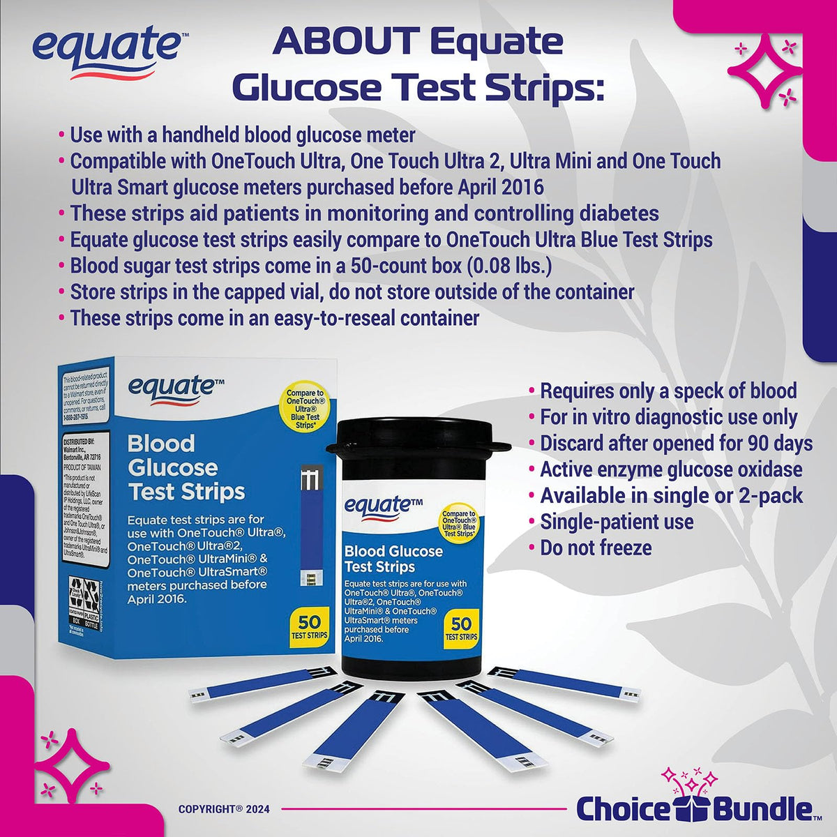 Blood Glucose Test Strips 100 Total C7651