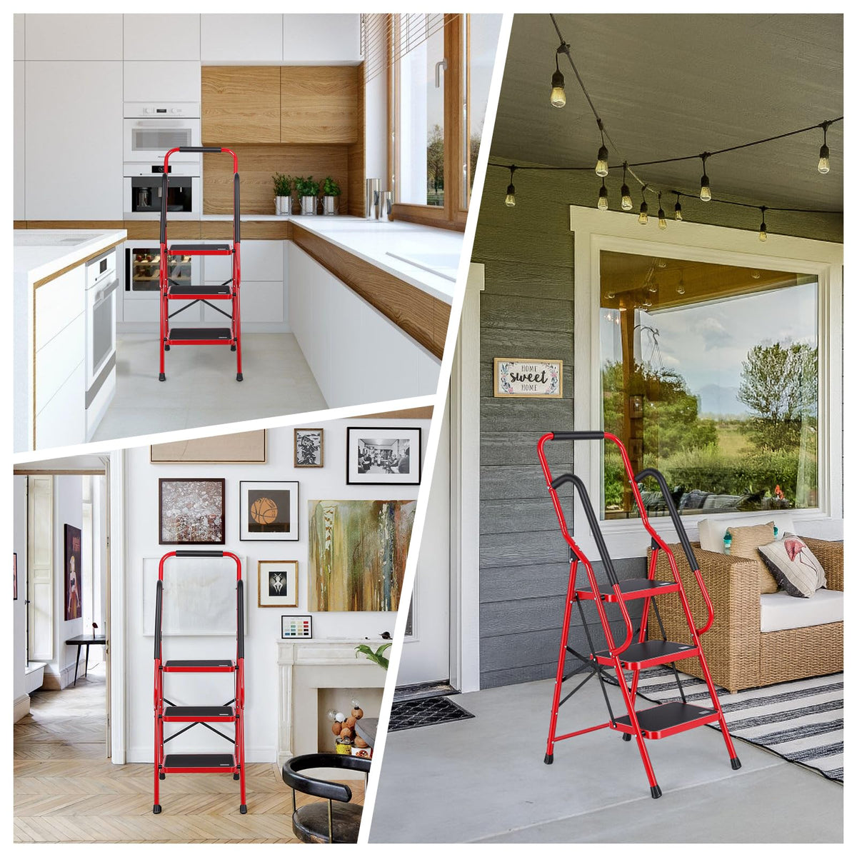3 Step Folding Steel Step Ladder with Handrails R221927