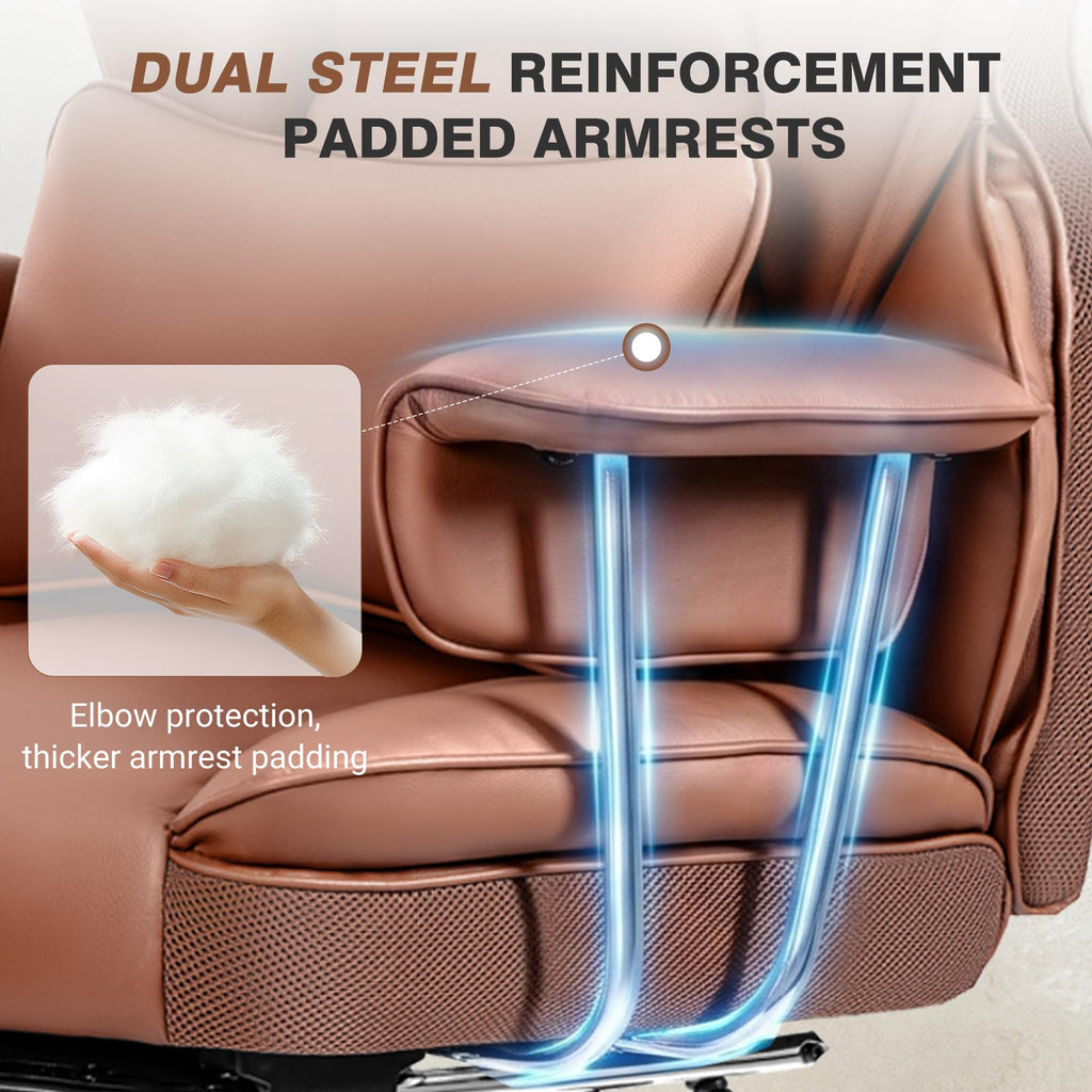 Big and Tall Leather Office Chair with Footrest Q914