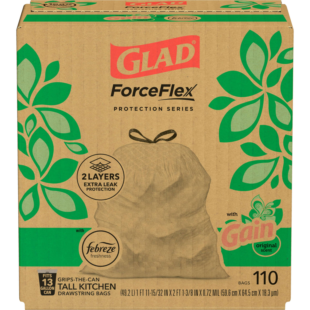 13 Gal Tall Trash Bags, 110 Ct I356