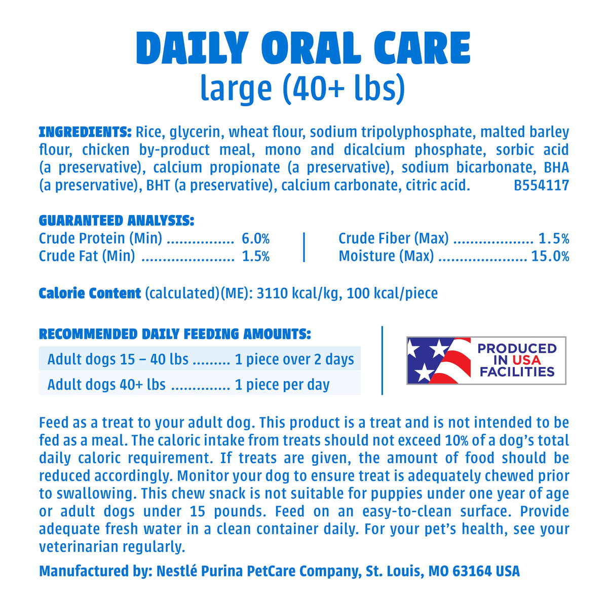 Daily Oral Care Dental Chews for Large Dogs 90 ct S82827