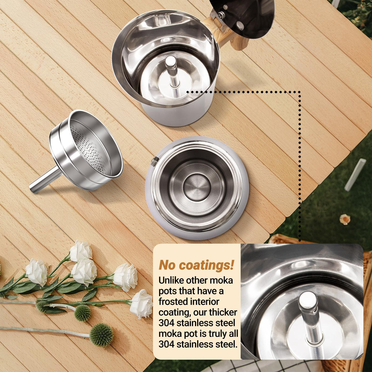 12 Cup 304 Stainless Steel Moka Pot V74984