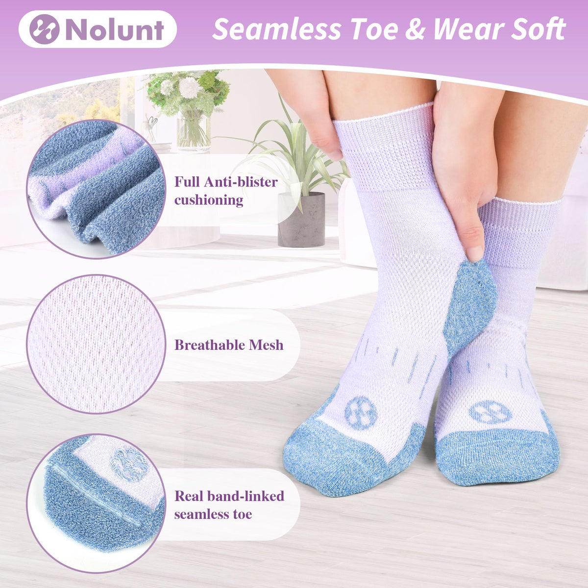 6 Pairs Wide Bamboo Viscose Non Binding Socks X6248