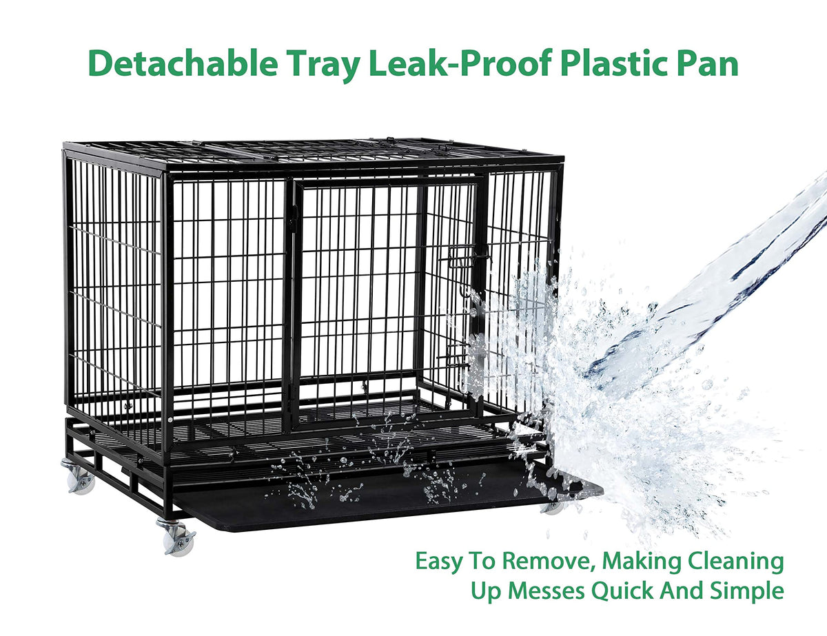 48'' Heavy Duty Metal Dog Crate with Wheels S60225