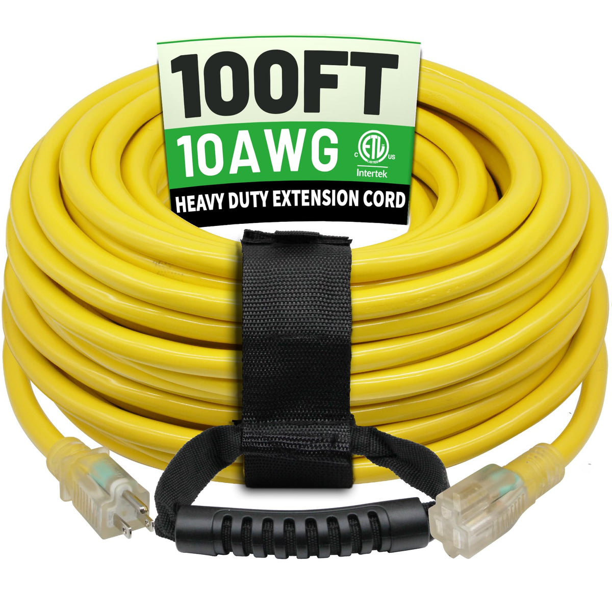 100 Ft 10AWG Outdoor Extension Cord Waterproof Heavy Duty, Black X2937