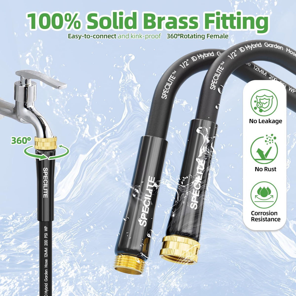 Lightweight Garden Water Hose 25 Ft x 1/2" W175