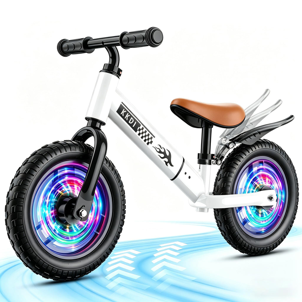 Adjustable Toddler Balance Bike with Fender and LED Tires A386176