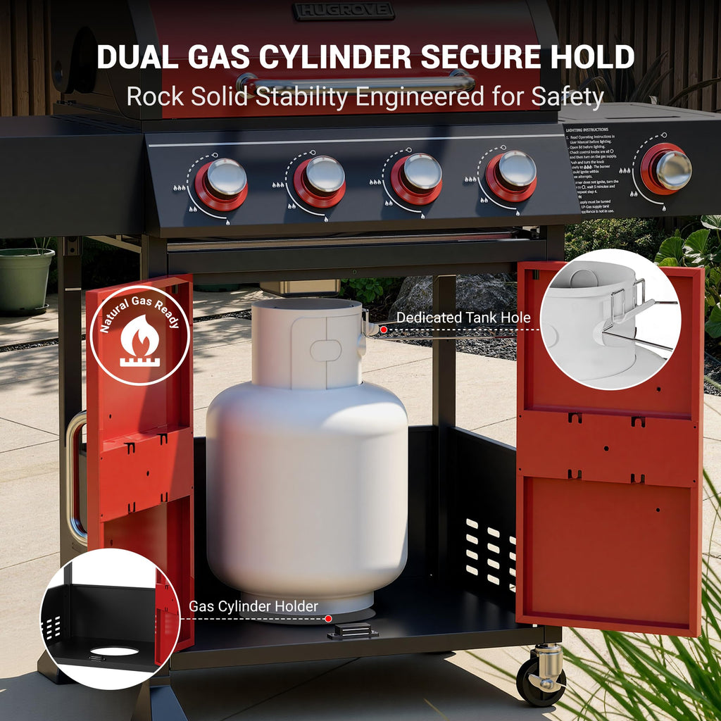 4 Burner Propane Gas Grill with Side Burner C7074