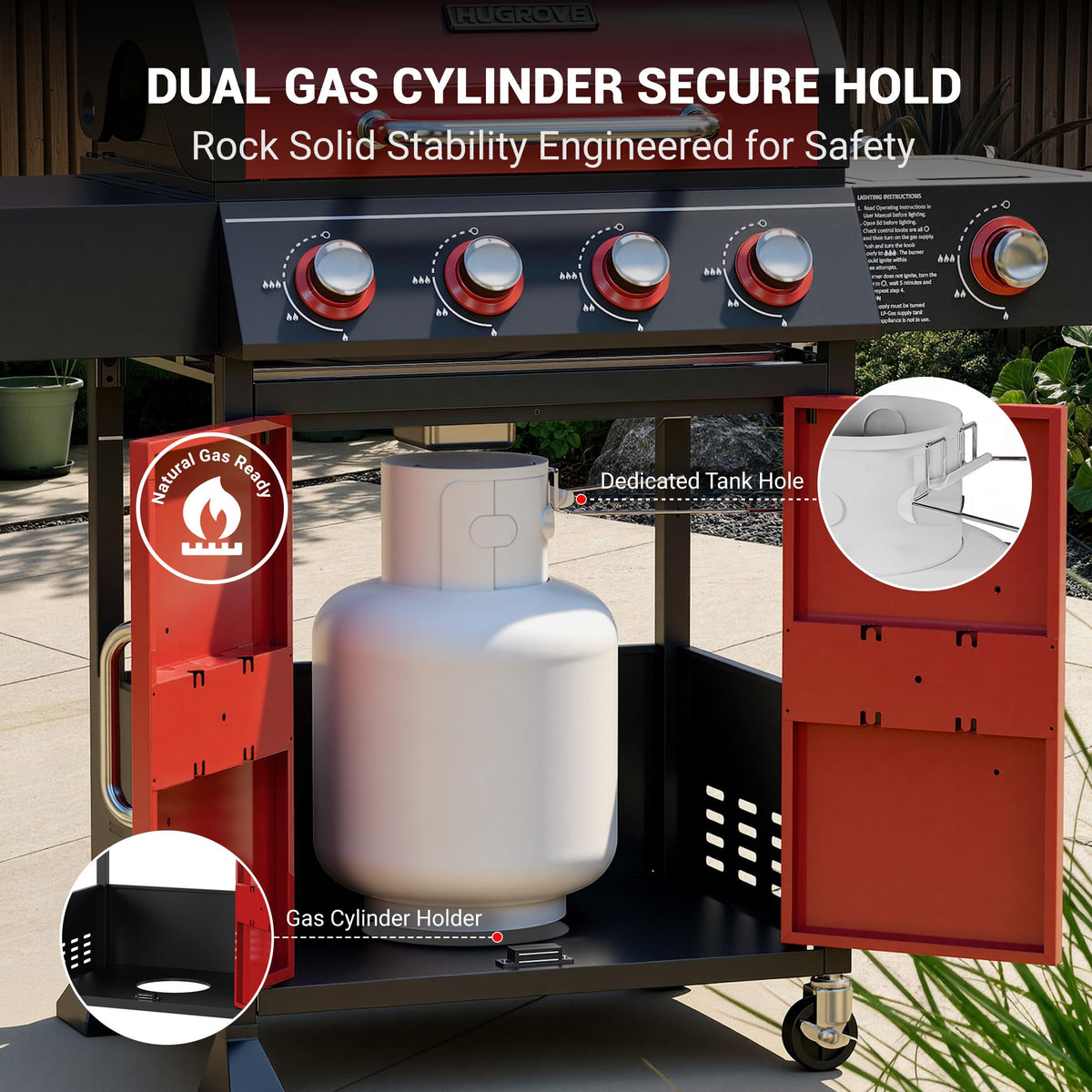 4 Burner Propane Gas Grill with Side Burner C7074
