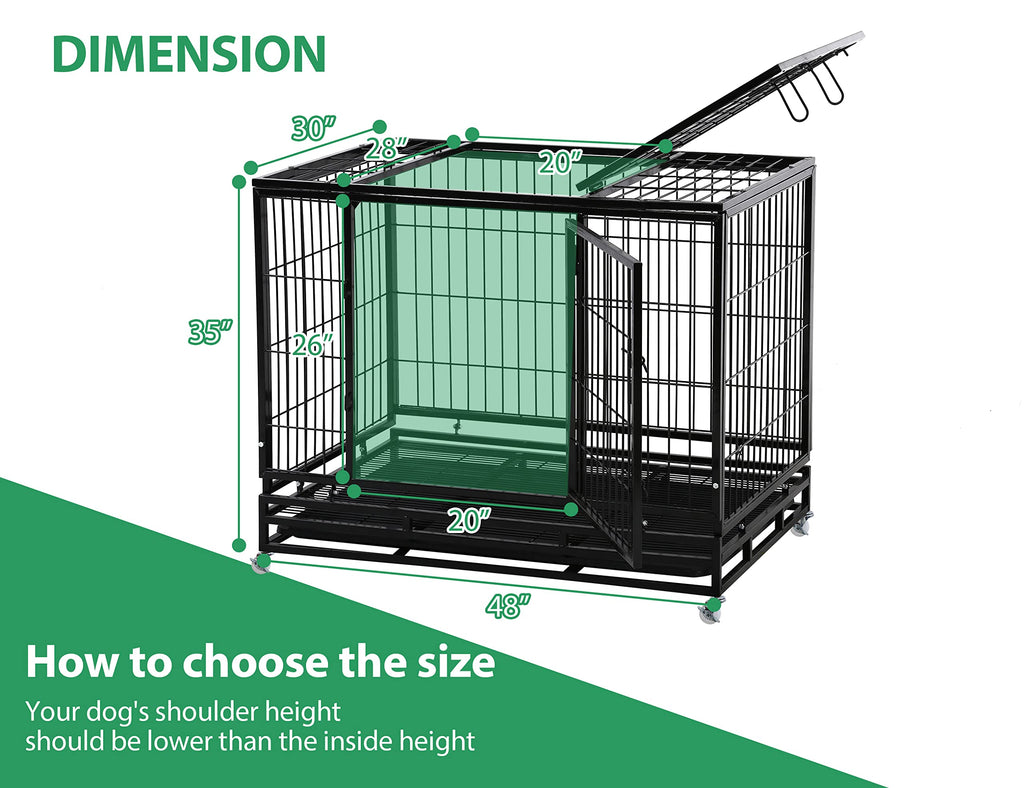 48'' Heavy Duty Metal Dog Crate with Wheels S60225