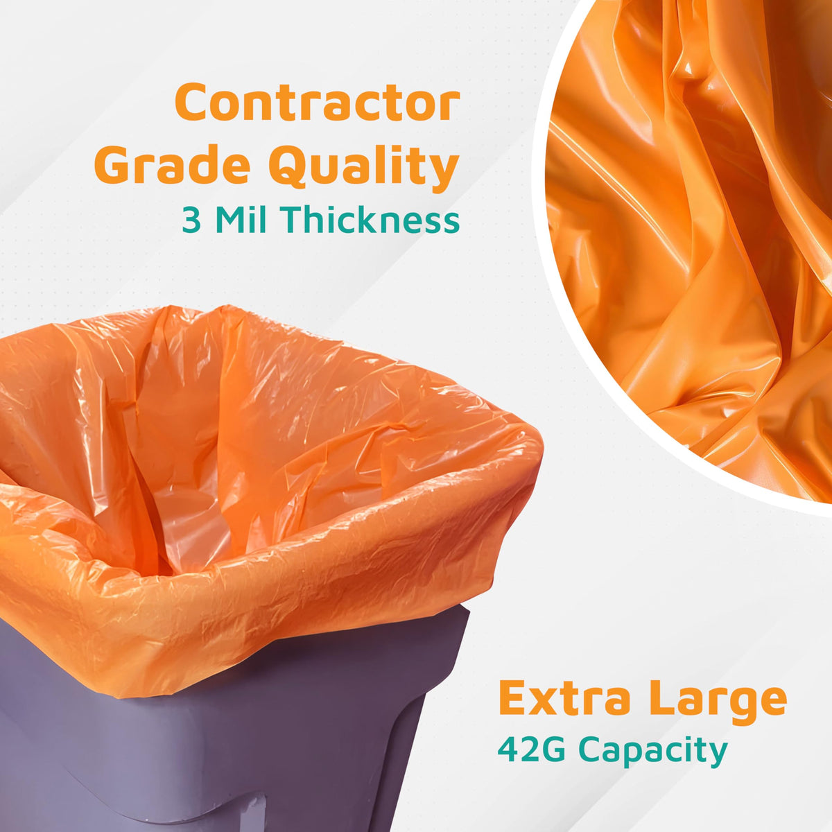 42-Gallon Heavy Duty Orange Contractor Bags 50-Count C858