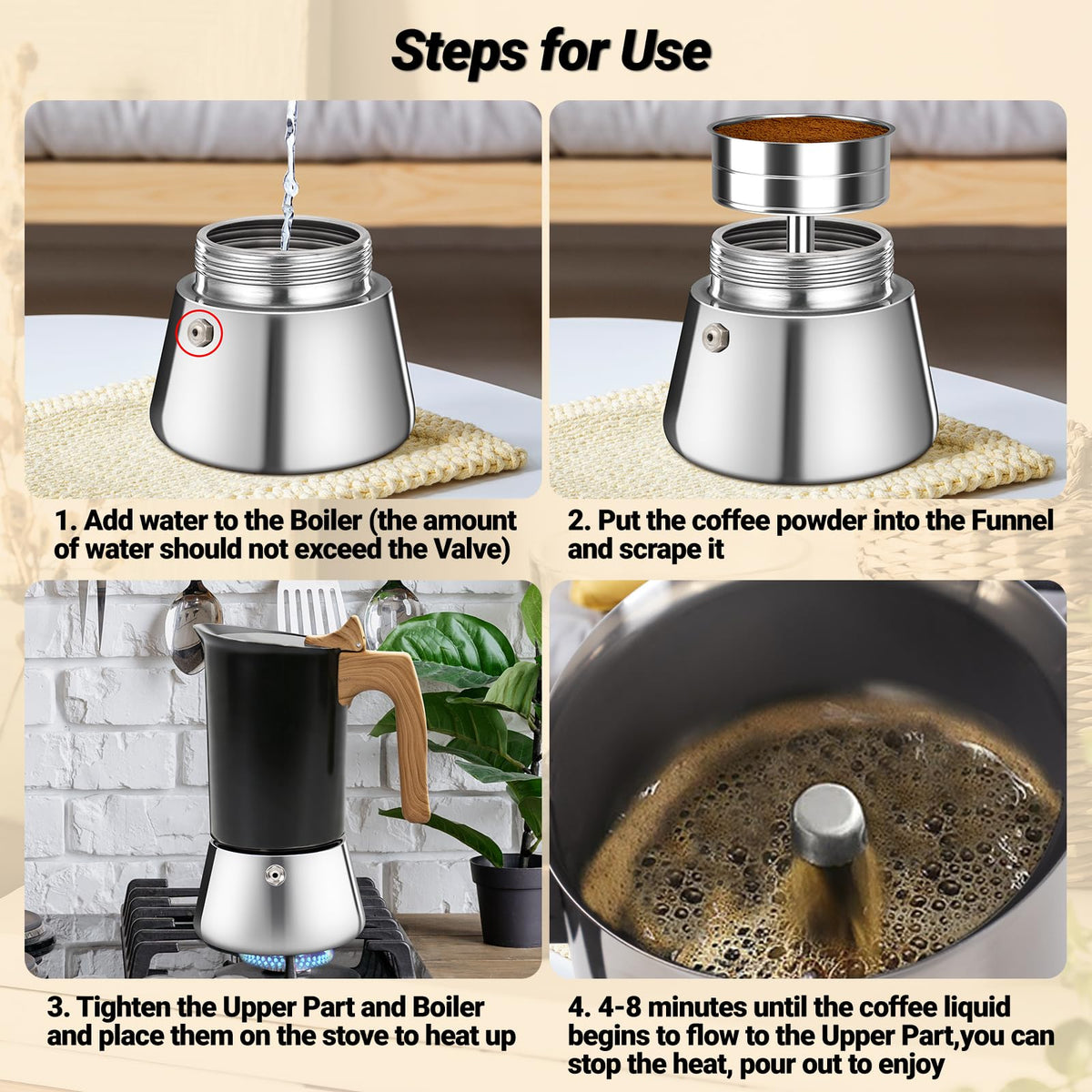 12 Cup 304 Stainless Steel Moka Pot V74984