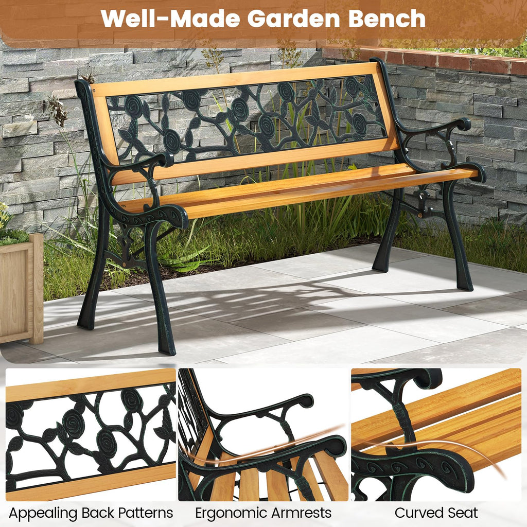 Iron Hardwood Garden Bench S696435