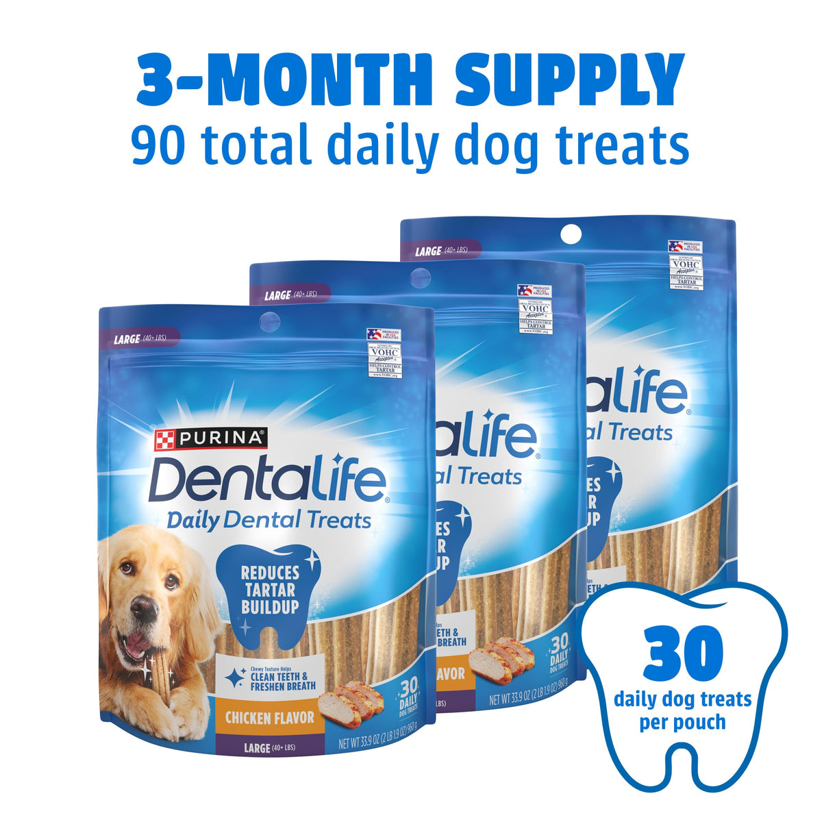 Daily Oral Care Dental Chews for Large Dogs 90 ct S82827
