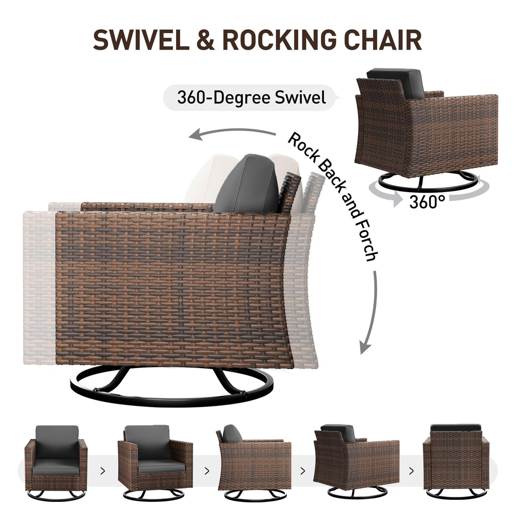 5 Pieces Wicker Rattan Patio Furniture Set with Storage Table M908808