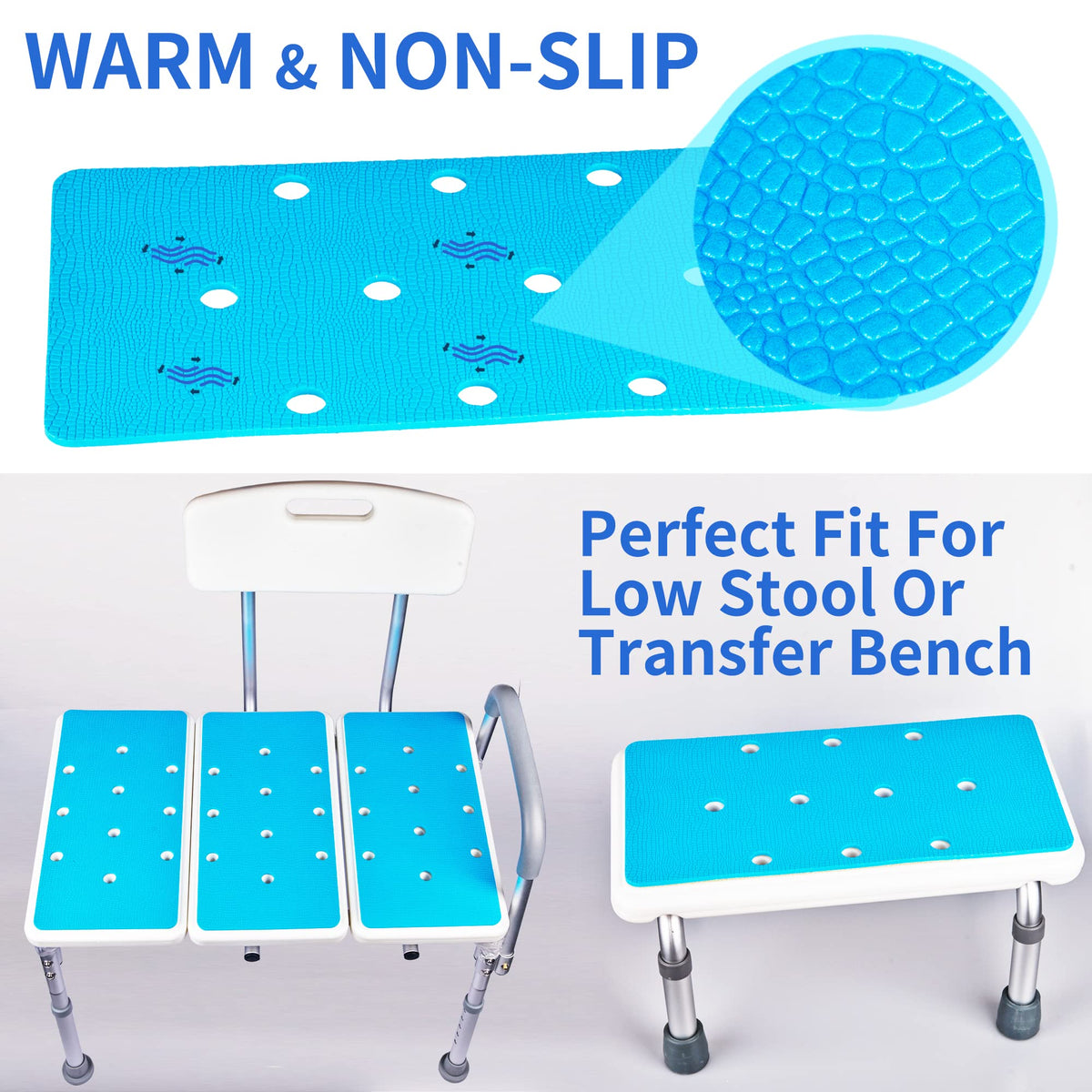 3 PCS Anti-Skid Shower Chair Mats with Adhesive Backing A6449