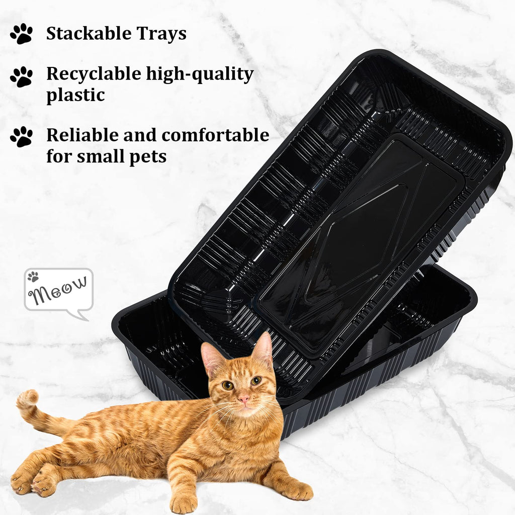 60 Pack Disposable Litter Boxes for Cats, Black K466063