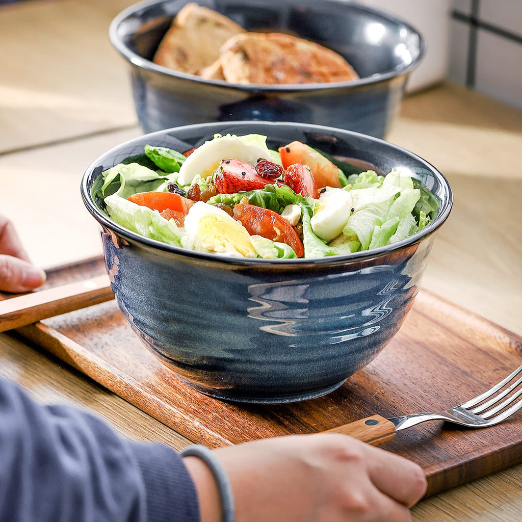 Ceramic Soup Bowls Set of 4, 40 Ounce Navy Blue P71743