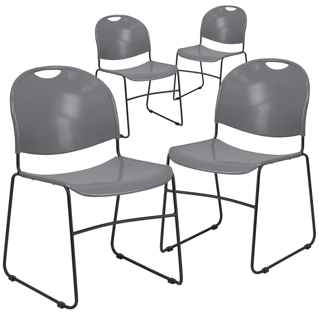 Gray 4 Pack Stack Chair with Black Frame X595