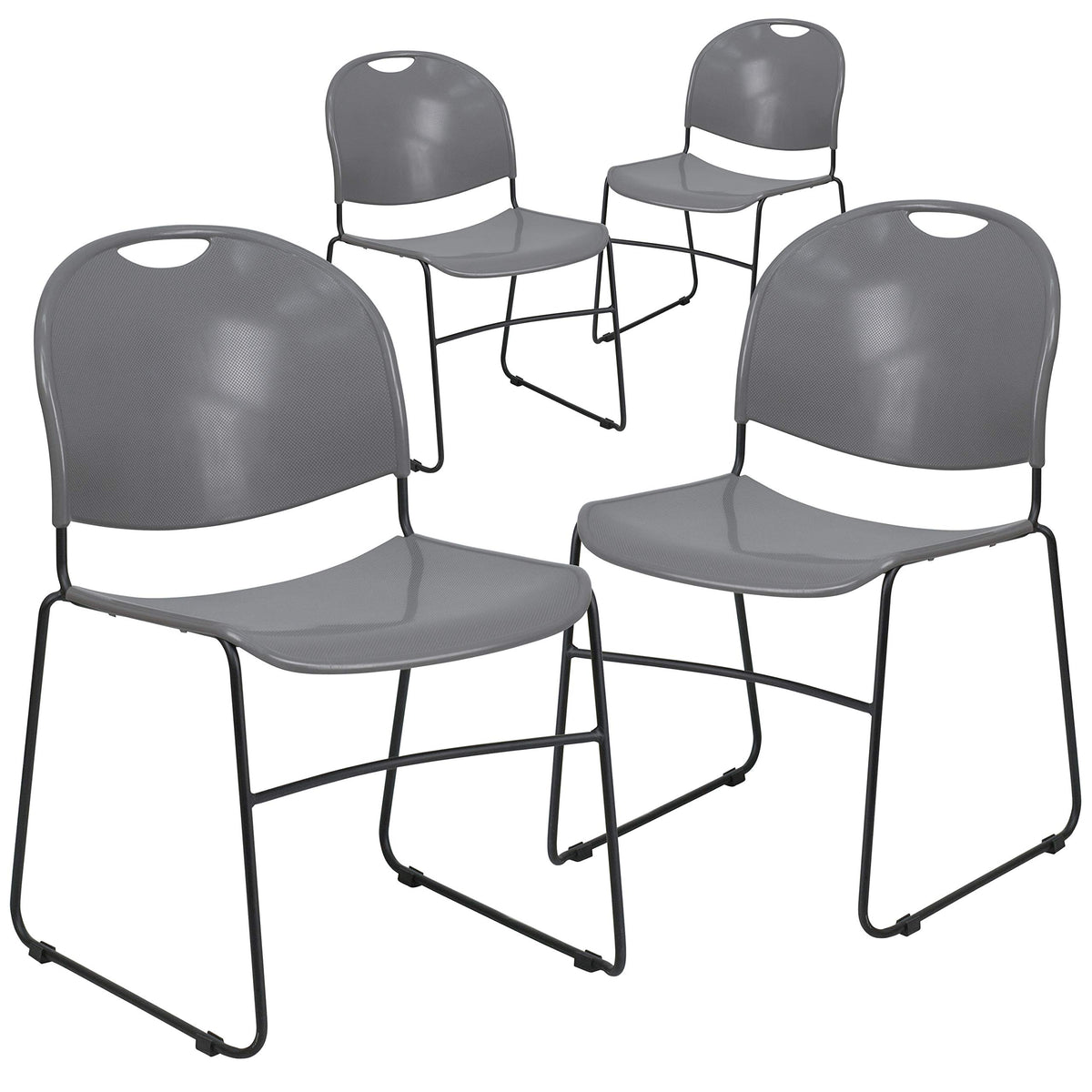 Gray 4 Pack Stack Chair with Black Frame X595