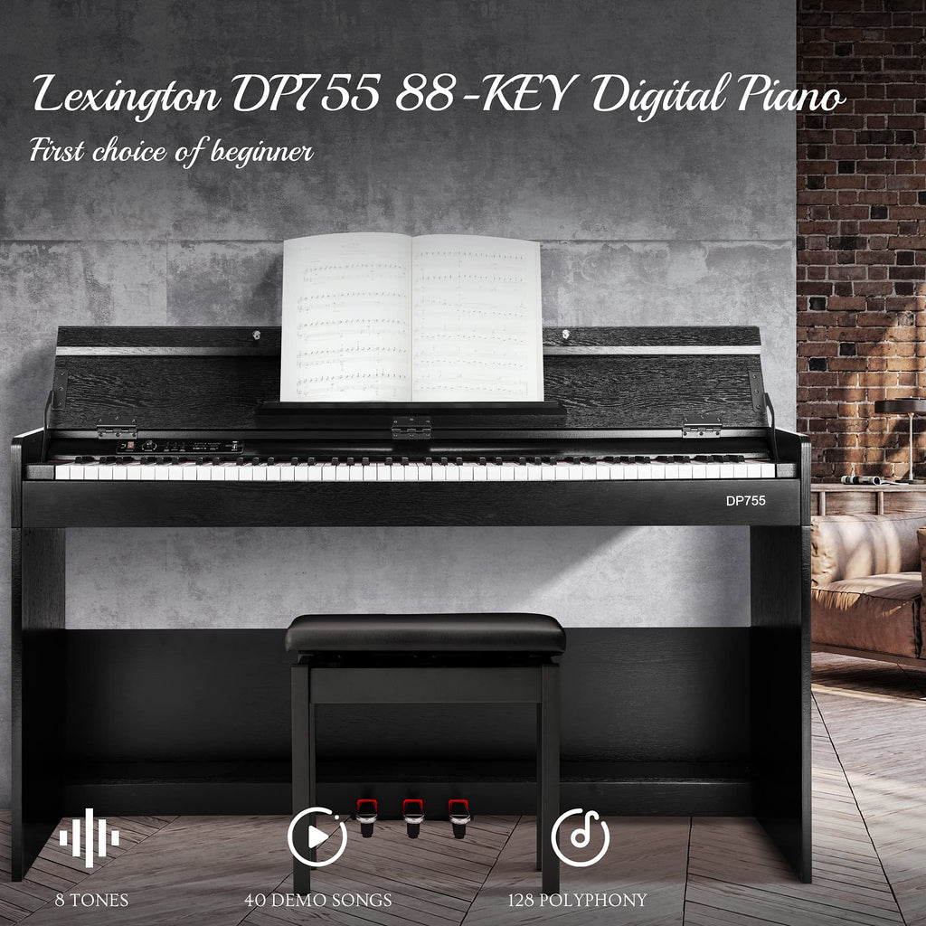 88 Keys Weighted Hammer Action Digital Piano with Stand, Pedals and Black I637