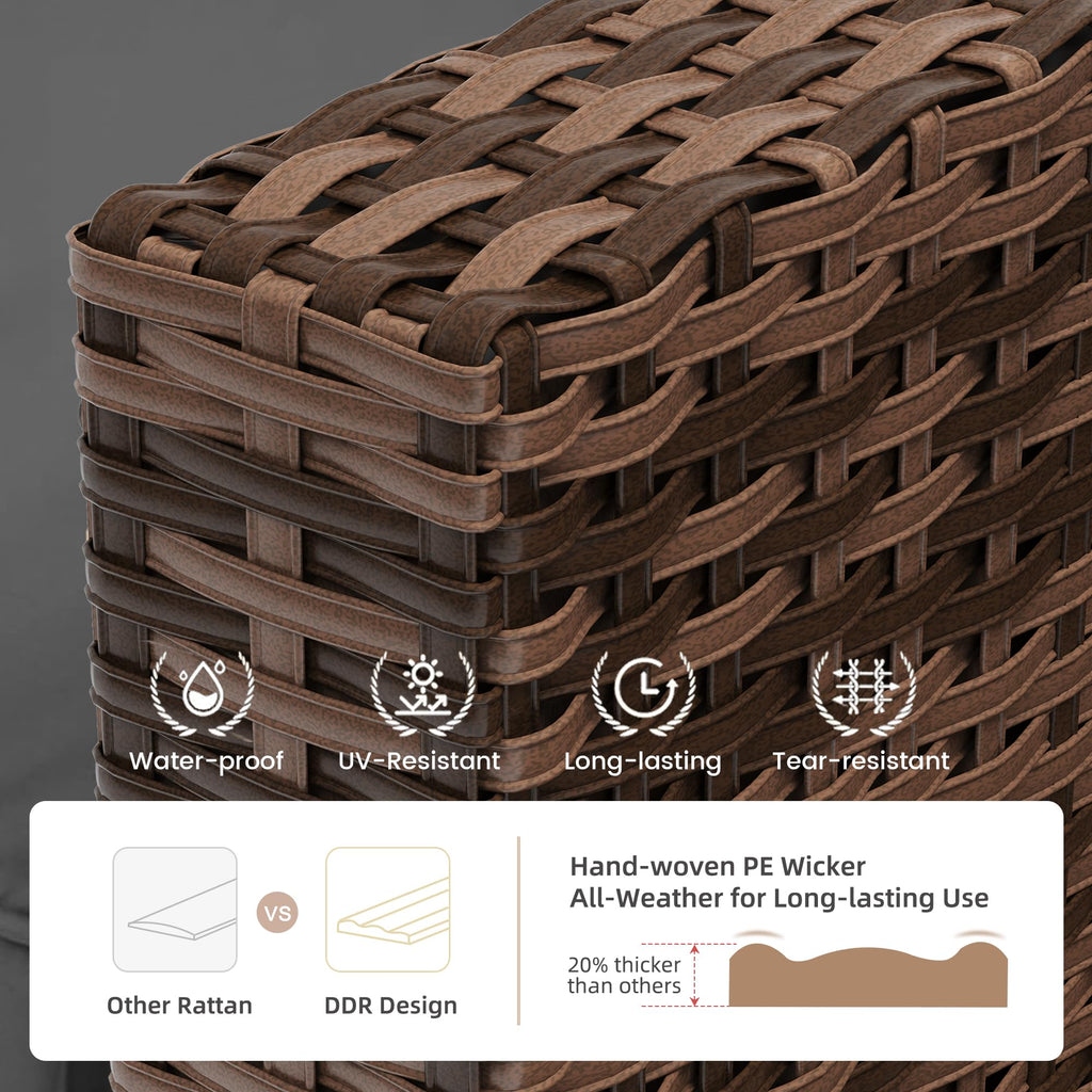 5 Pieces Wicker Rattan Patio Furniture Set with Storage Table M908808