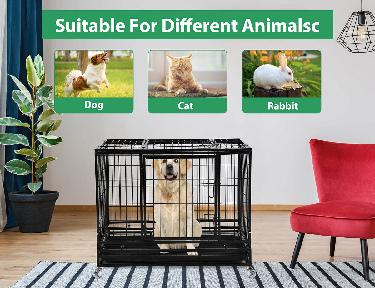 48'' Heavy Duty Metal Dog Crate with Wheels S60225