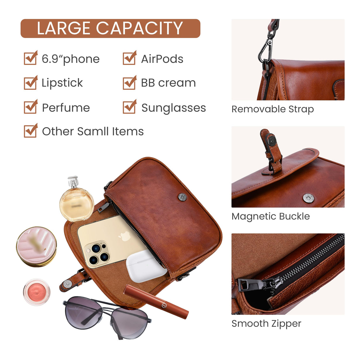 Leather Small Crossbody Bag Q563