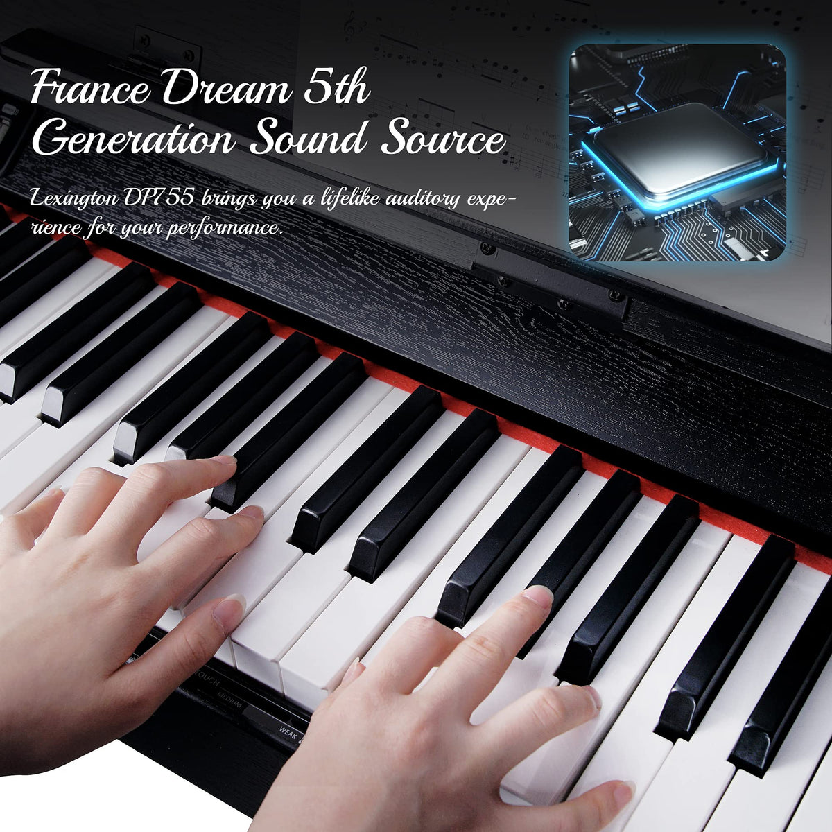 88 Keys Weighted Hammer Action Digital Piano with Stand, Pedals and Black I637