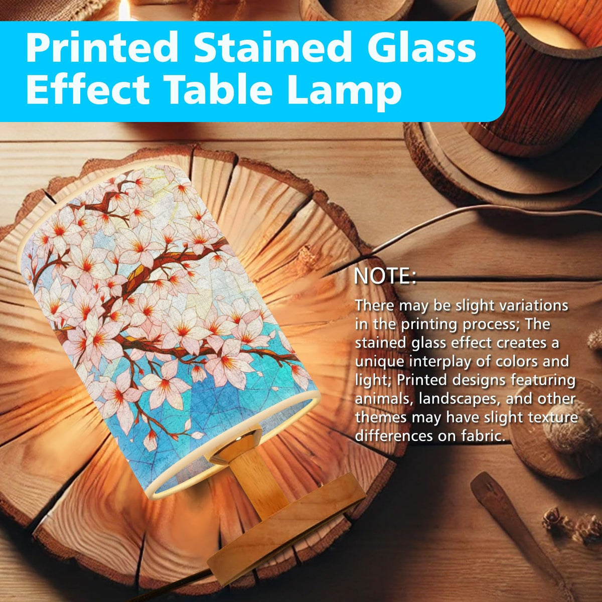 Cherry Blossom Table Lamp LED 3-Color Wood Base K221758