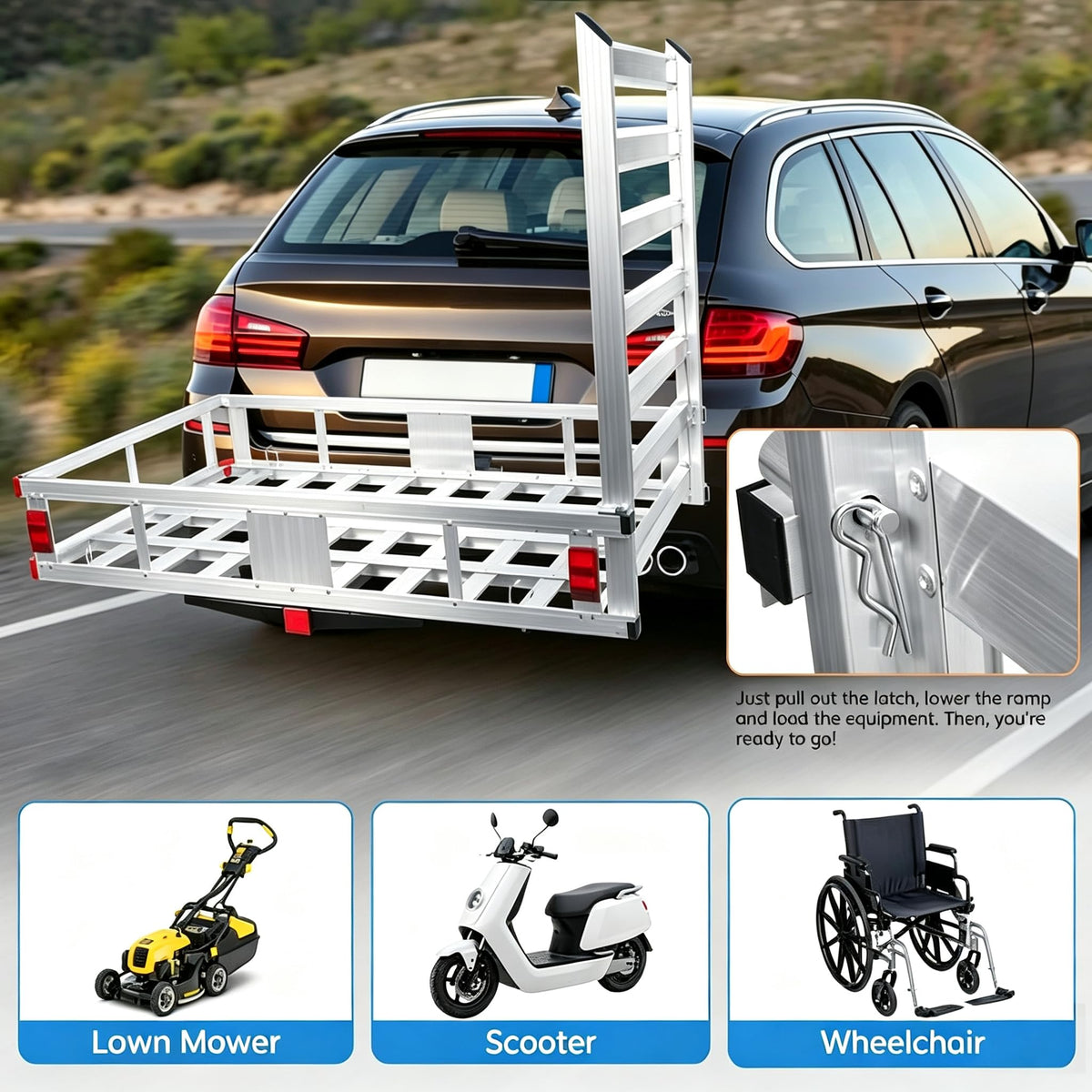 48"x29.5" Aluminum Wheelchair Scooter Mobility Carrier Y40481