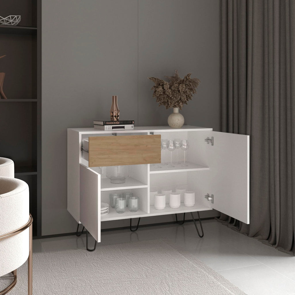 39" Wide Console Table with Two Cabinets, One Drawer and Four Shelves Y6561