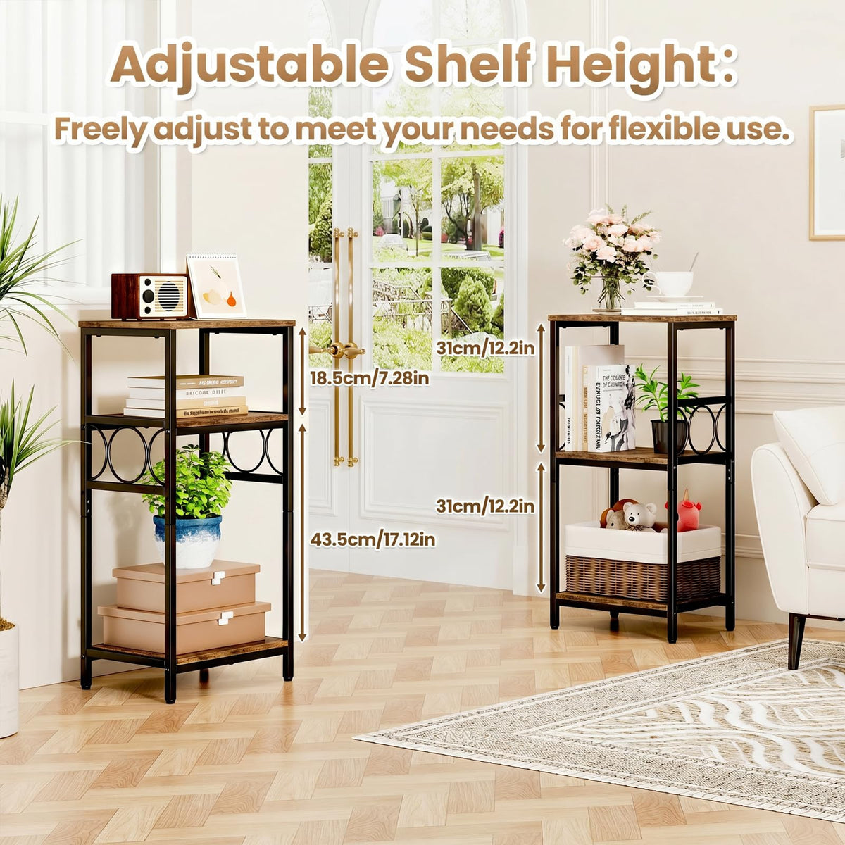 3-Tier Side Table with Adjustable Shelf C1222