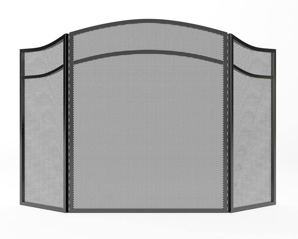 3 Panels Fireplace Screen with Arch Frame Black G510