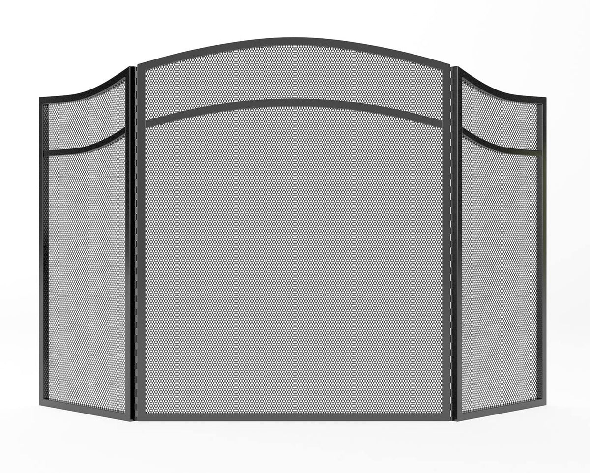 3 Panels Fireplace Screen with Arch Frame Black G510