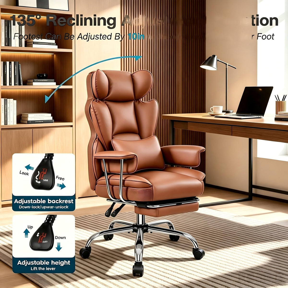 Big and Tall High Back Office Chair with Footrest F30864