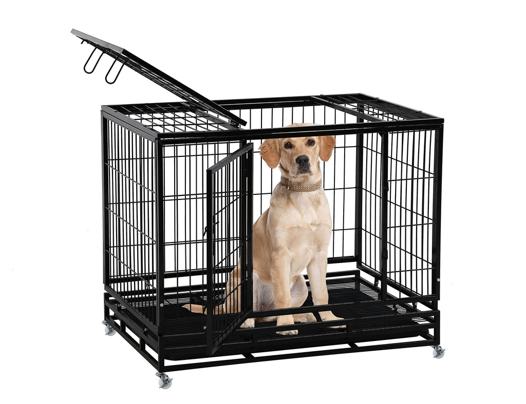 48'' Heavy Duty Metal Dog Crate with Wheels S60225