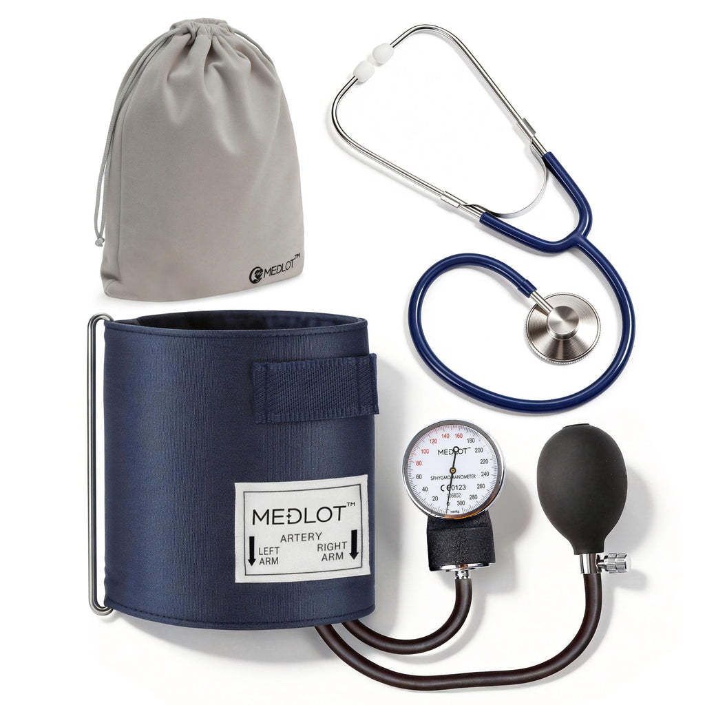 Blood Pressure Cuff and Stethoscope Kit with D-Ring, Standard Adult Size, Navy A633871
