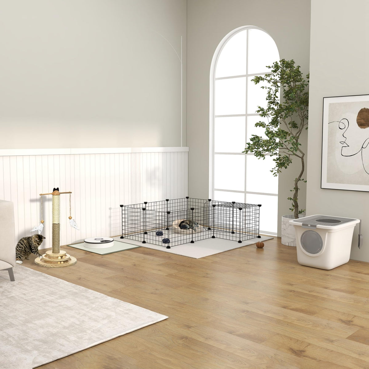 Covered Cat Litter Box with Scoop, White S27605