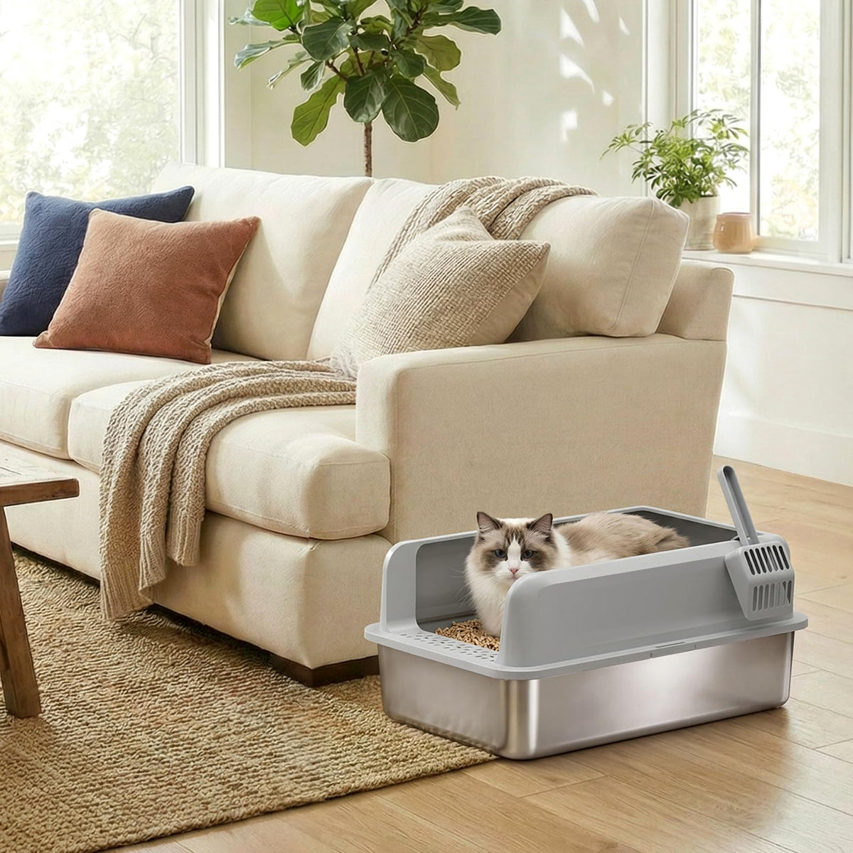 XL Stainless Steel Cat Litter Box I24278