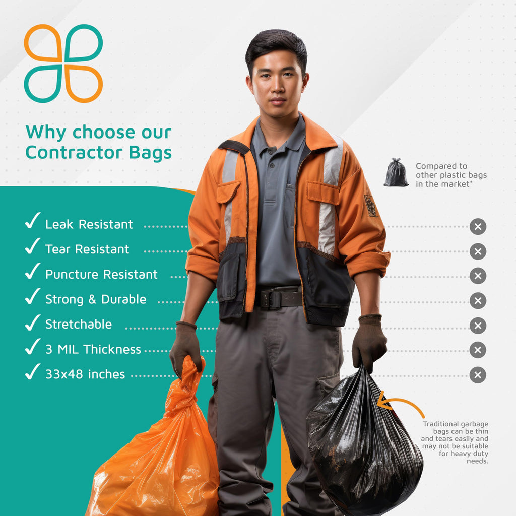 42-Gallon Heavy Duty Orange Contractor Bags 50-Count C858