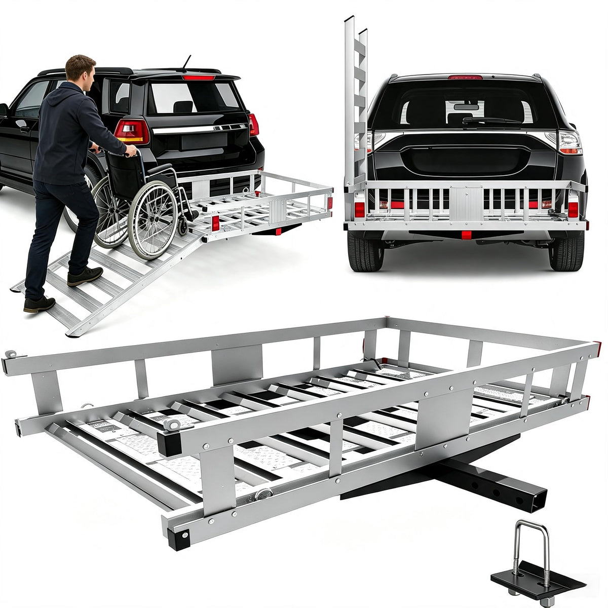 48"x29.5" Aluminum Wheelchair Scooter Mobility Carrier Y40481